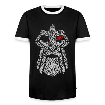 Odin's Eye - Runic Face - Vikings - Men's Ringer Shirt - black/white - Front - AI Model Female 172 light (172cm) & AI Model Male 178 light (178cm)