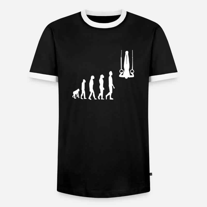 Ringeturnen Rings Gymnastics Evolution - Männer Kontrast-T-Shirt - Schwarz/Weiß