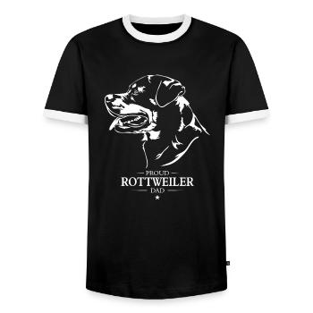 Rottweiler Dad Hunde Hund Rottie Wilsigns - Männer Kontrast-T-Shirt - Schwarz/Weiß - Vorne - AI Model Female 172 light (172cm) & AI Model Male 178 light (178cm)
