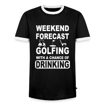 Weekend forecast with a chance of drinking - Männer Kontrast-T-Shirt - Schwarz/Weiß - Vorne - AI Model Female 172 light (172cm) & AI Model Male 178 light (178cm)