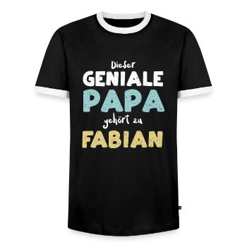 Dieser Geniale Papa Gehört Zu Fa... - Männer Kontrast-T-Shirt - Schwarz/Weiß - Vorne - AI Model Female 172 light (172cm) & AI Model Male 178 light (178cm)