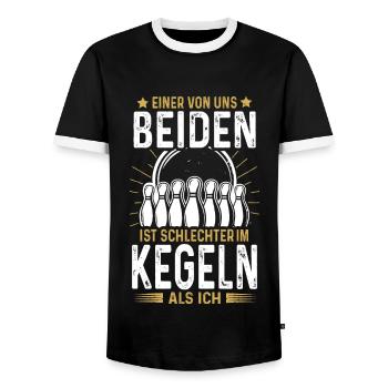 Kegel Einer von Uns ist Schlechter im Kegeln - Männer Kontrast-T-Shirt - Schwarz/Weiß - Vorne - AI Model Female 172 light (172cm) & AI Model Male 178 light (178cm)