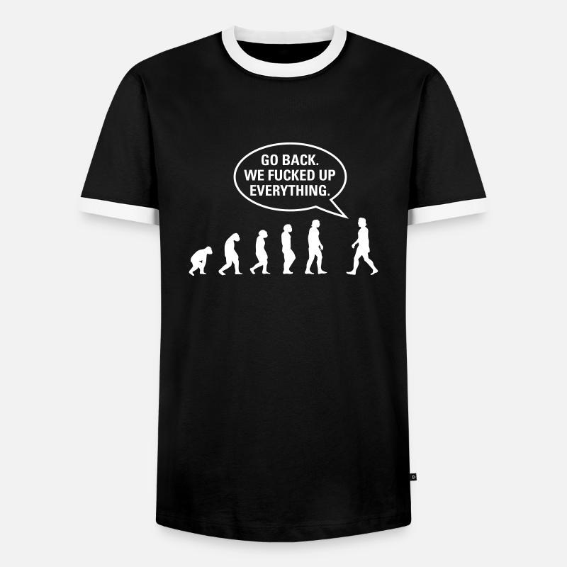 Fucked up Evolution - Männer Kontrast-T-Shirt - Schwarz/Weiß