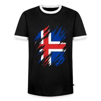 Island Flagge Vintage Isländische Flagge Reise - Männer Kontrast-T-Shirt - Schwarz/Weiß - Vorne - AI Model Female 172 light (172cm) & AI Model Male 178 light (178cm)
