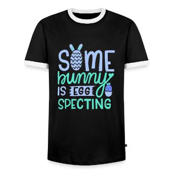 Annonce de bébé de grossesse de Pâques - T-shirt contrasté Homme - noir/blanc - Devant - AI Model Female 172 light (172cm) & AI Model Male 178 light (178cm)