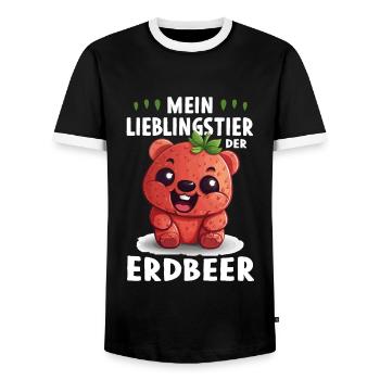 Lustige Sprüche Erdbeere Früchte - Männer Kontrast-T-Shirt - Schwarz/Weiß - Vorne - AI Model Female 172 light (172cm) & AI Model Male 178 light (178cm)