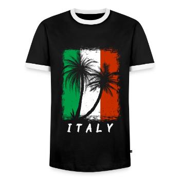 Drapeau de l’Italie Drapeau italien Vintage Look vieilli - T-shirt contrasté Homme - noir/blanc - Devant - AI Model Female 172 light (172cm) & AI Model Male 178 light (178cm)