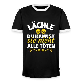 Lächle Du kannst sie nicht alle töten - Männer Kontrast-T-Shirt - Schwarz/Weiß - Vorne - AI Model Female 172 light (172cm) & AI Model Male 178 light (178cm)