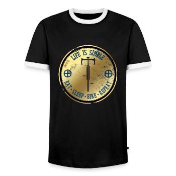 Plakette Life is simple Rennrad front Fahrrad bike - Männer Kontrast-T-Shirt - Schwarz/Weiß - Vorne - AI Model Female 172 light (172cm) & AI Model Male 178 light (178cm)