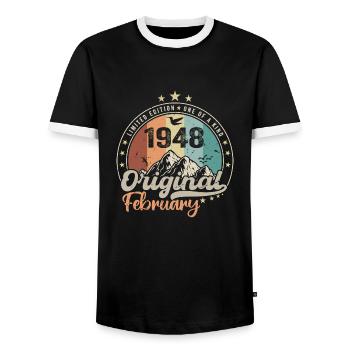 Legends born in February 1948 Gift 76 years - Men's Ringer Shirt - black/white - Front - AI Model Female 172 light (172cm) & AI Model Male 178 light (178cm)