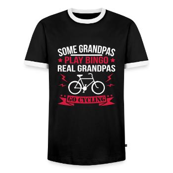 Real Grandpas faire du vélo - T-shirt contrasté Homme - noir/blanc - Devant - AI Model Female 172 light (172cm) & AI Model Male 178 light (178cm)