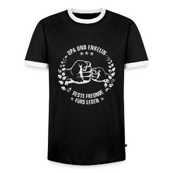 Opa und Enkelin - Männer Kontrast-T-Shirt - Schwarz/Weiß - Vorne - AI Model Female 172 light (172cm) & AI Model Male 178 light (178cm)