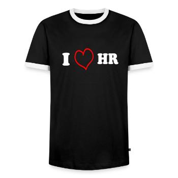 I love HR - Männer Kontrast-T-Shirt - Schwarz/Weiß - Vorne - AI Model Female 172 light (172cm) & AI Model Male 178 light (178cm)
