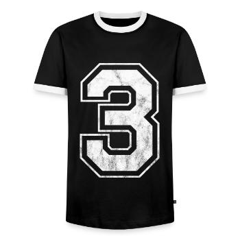 Nummer 3 - Männer Kontrast-T-Shirt - Schwarz/Weiß - Vorne - AI Model Female 172 light (172cm) & AI Model Male 178 light (178cm)