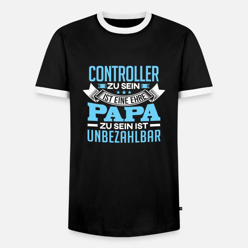 CONTROLLER und Papa - Männer Kontrast-T-Shirt - Schwarz/Weiß