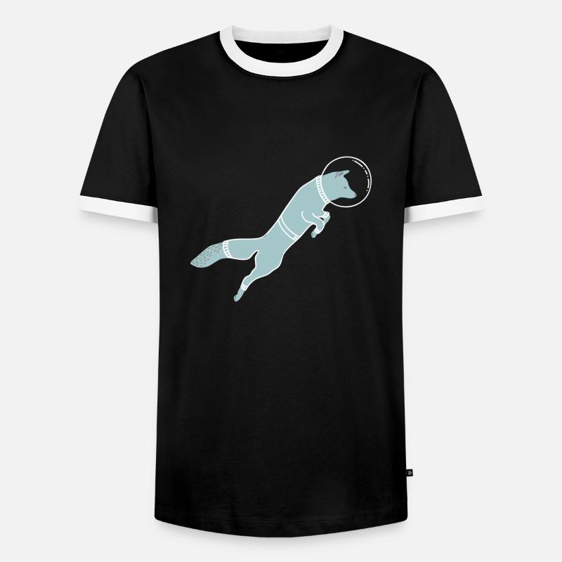 SPACE FOX - Männer Kontrast-T-Shirt - Schwarz/Weiß