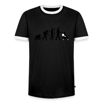 evolution_kinderkarre_032014_mann_b_2c - Männer Kontrast-T-Shirt - Schwarz/Weiß - Vorne - AI Model Female 172 light (172cm) & AI Model Male 178 light (178cm)
