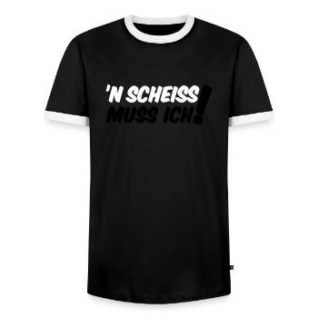 'N SCHEISS MUSS ICH! - Männer Kontrast-T-Shirt - Schwarz/Weiß - Vorne - AI Model Female 172 light (172cm) & AI Model Male 178 light (178cm)