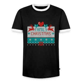 Family Christmas Ugly Sweater - T-shirt contrasté Homme - noir/blanc - Devant - AI Model Female 172 light (172cm) & AI Model Male 178 light (178cm)