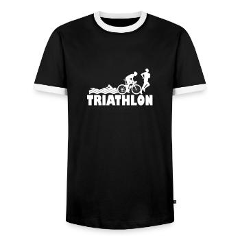 Triathlon Triathlete Swim Bike Run - Männer Kontrast-T-Shirt - Schwarz/Weiß - Vorne - AI Model Female 172 light (172cm) & AI Model Male 178 light (178cm)