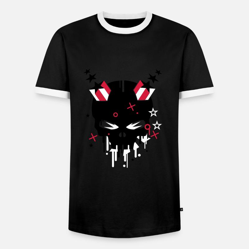 Devilskull with stars - Men's Ringer Shirt - black/white