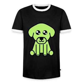 Niedliches Hund Motiv - Männer Kontrast-T-Shirt - Schwarz/Weiß - Vorne - AI Model Female 172 light (172cm) & AI Model Male 178 light (178cm)