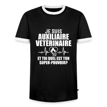 Tierarzthelfer Beruf Tier Hund Katze - Männer Kontrast-T-Shirt - Schwarz/Weiß - Vorne - AI Model Female 172 light (172cm) & AI Model Male 178 light (178cm)