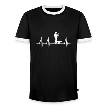 Hunter Hunting Game Heartbeat - T-shirt contrasté Homme - noir/blanc - Devant - AI Model Female 172 light (172cm) & AI Model Male 178 light (178cm)