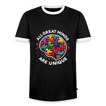 Neurodiversität Spruch - Männer Kontrast-T-Shirt - Schwarz/Weiß - Vorne - AI Model Female 172 light (172cm) & AI Model Male 178 light (178cm)