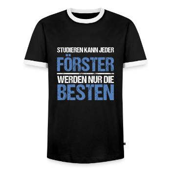 Anyone can study - Förster Edition - Men's Ringer Shirt - black/white - Front - AI Model Female 172 light (172cm) & AI Model Male 178 light (178cm)
