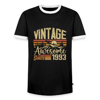 Vintage 1993 Retro 1993 Birthday Gift - Men's Ringer Shirt - black/white - Front - AI Model Female 172 light (172cm) & AI Model Male 178 light (178cm)