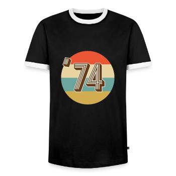 1974 Vintage Jahrgang - Männer Kontrast-T-Shirt - Schwarz/Weiß - Vorne - AI Model Female 172 light (172cm) & AI Model Male 178 light (178cm)