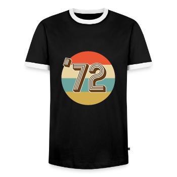 1972 Vintage Jahrgang - Männer Kontrast-T-Shirt - Schwarz/Weiß - Vorne - AI Model Female 172 light (172cm) & AI Model Male 178 light (178cm)