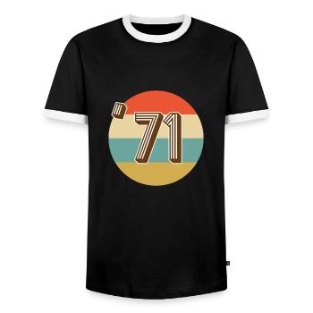 1971 Vintage Jahrgang - Männer Kontrast-T-Shirt - Schwarz/Weiß - Vorne - AI Model Female 172 light (172cm) & AI Model Male 178 light (178cm)