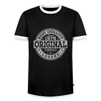 48th Birthday Original 1976 Vintage Gift - Men's Ringer Shirt - black/white - Front - AI Model Female 172 light (172cm) & AI Model Male 178 light (178cm)