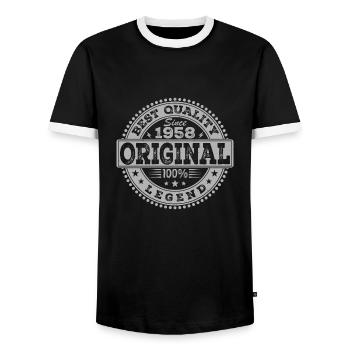 66. Geburtstag Original 1958 Vintage-Geschenk - Männer Kontrast-T-Shirt - Schwarz/Weiß - Vorne - AI Model Female 172 light (172cm) & AI Model Male 178 light (178cm)