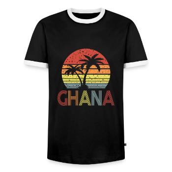 Ghana - Men's Ringer Shirt - black/white - Front - AI Model Female 172 light (172cm) & AI Model Male 178 light (178cm)