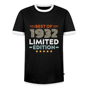 Retro 1932 Vintage 92. Geburtstagsgeschenk 92 Jahre alt - Männer Kontrast-T-Shirt - Schwarz/Weiß - Vorne - AI Model Female 172 light (172cm) & AI Model Male 178 light (178cm)