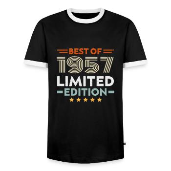Retro 1957 Vintage Geschenk 67. Geburtstag 67 Jahre - Männer Kontrast-T-Shirt - Schwarz/Weiß - Vorne - AI Model Female 172 light (172cm) & AI Model Male 178 light (178cm)