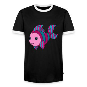 Bunter Fisch - Männer Kontrast-T-Shirt - Schwarz/Weiß - Vorne - AI Model Female 172 light (172cm) & AI Model Male 178 light (178cm)