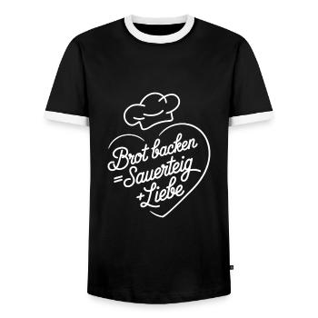 Brot Backen mit Sauerteig und Liebe - Männer Kontrast-T-Shirt - Schwarz/Weiß - Vorne - AI Model Female 172 light (172cm) & AI Model Male 178 light (178cm)