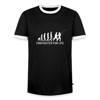 Feuerwehrmann Feuerwehrfrau Feuerwehr Evolution - Männer Kontrast-T-Shirt - Schwarz/Weiß - Vorne - AI Model Female 172 light (172cm) & AI Model Male 178 light (178cm)
