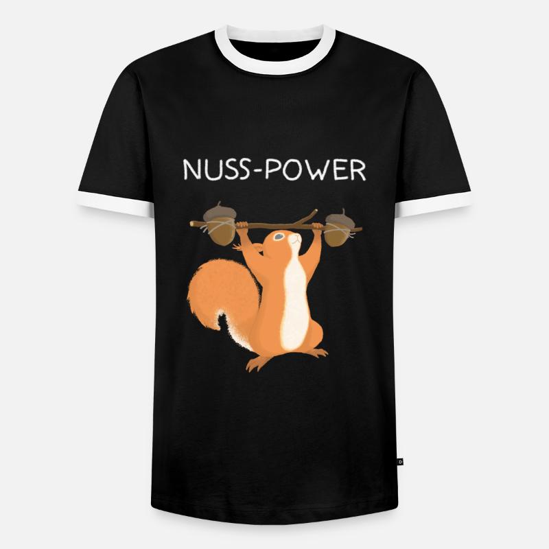 Eichhörnchen Nuss Power - Männer Kontrast-T-Shirt - Schwarz/Weiß