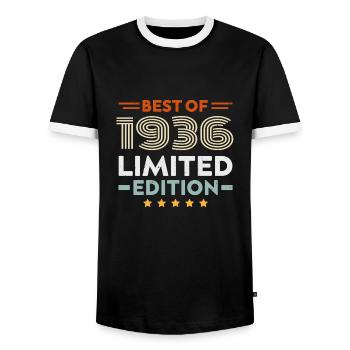 Retro 1936 Vintage 88. Geburtstagsgeschenk 88 Jahre alt - Männer Kontrast-T-Shirt - Schwarz/Weiß - Vorne - AI Model Female 172 light (172cm) & AI Model Male 178 light (178cm)