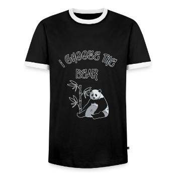 Women choose: man vs. bear - Men's Ringer Shirt - black/white - Front - AI Model Female 172 light (172cm) & AI Model Male 178 light (178cm)