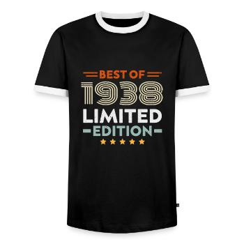 Retro 1938 Vintage 86. Geburtstagsgeschenk 86 Jahre alt - Männer Kontrast-T-Shirt - Schwarz/Weiß - Vorne - AI Model Female 172 light (172cm) & AI Model Male 178 light (178cm)