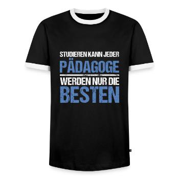 Tout le monde peut étudier - Édition Pädagoge - T-shirt contrasté Homme - noir/blanc - Devant - AI Model Female 172 light (172cm) & AI Model Male 178 light (178cm)