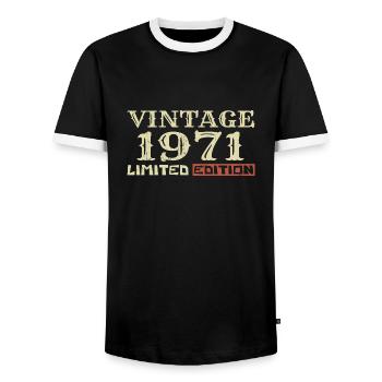 1971 Vintage :53e Anniversaire Cadeau Rétro Unique - T-shirt contrasté Homme - noir/blanc - Devant - AI Model Female 172 light (172cm) & AI Model Male 178 light (178cm)