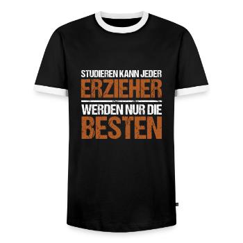 Tout le monde peut étudier - Édition Educateur - T-shirt contrasté Homme - noir/blanc - Devant - AI Model Female 172 light (172cm) & AI Model Male 178 light (178cm)