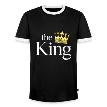 Partnerlook Couple Partner Paar Pärchen Familie - Männer Kontrast-T-Shirt - Schwarz/Weiß - Vorne - AI Model Female 172 light (172cm) & AI Model Male 178 light (178cm)